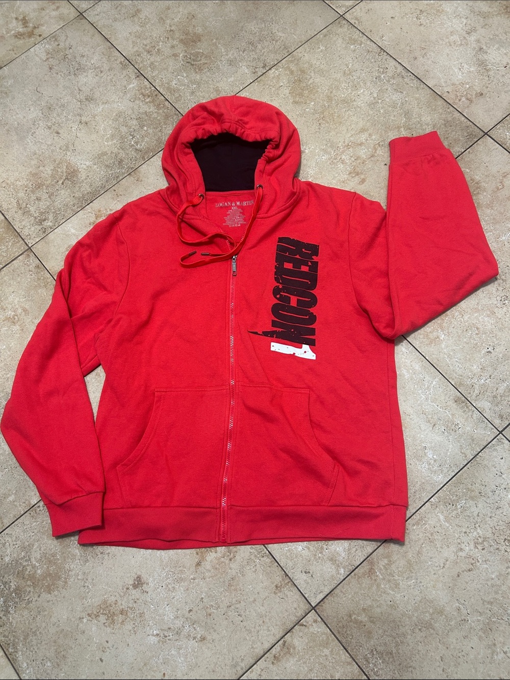 Red Icon1 Zip-Up Hoodie with Front Logo XXL